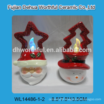 Creative lighted ceramic snowman christmas tree with led light